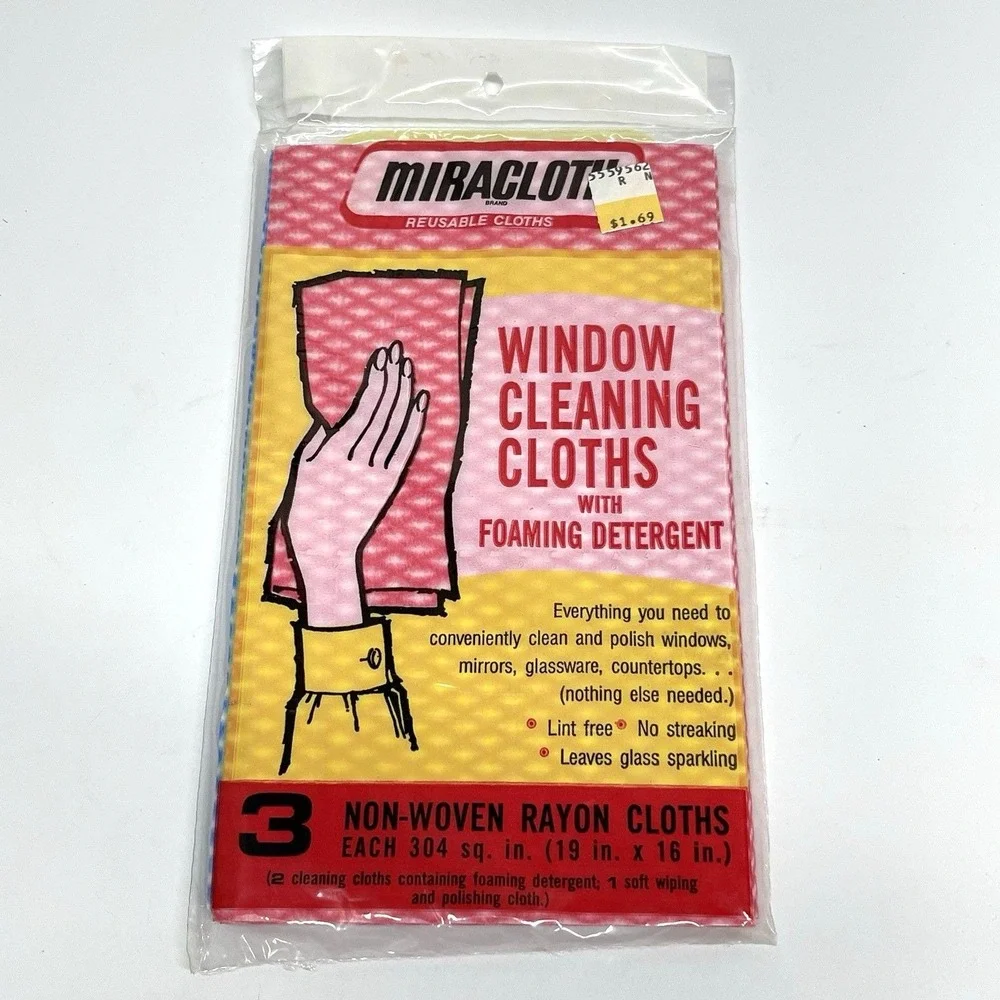 Vintage Miracloth Reusable Cloths Window Cleaning Towels 3 Pack New Old Stock